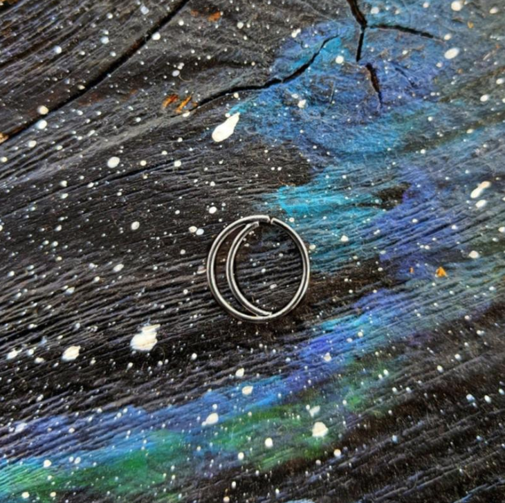 Surgical Steel Nose Ring Septum Double Stack Silver Ear Helix Tragus Ring Hoop