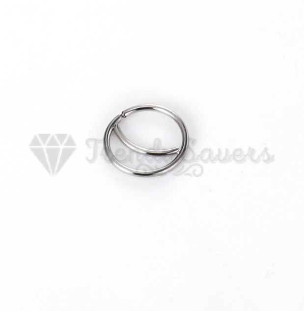 Surgical Steel Nose Ring Septum Double Stack Silver Ear Helix Tragus Ring Hoop