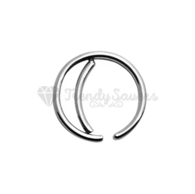 Surgical Steel Nose Ring Septum Double Stack Silver Ear Helix Tragus Ring Hoop