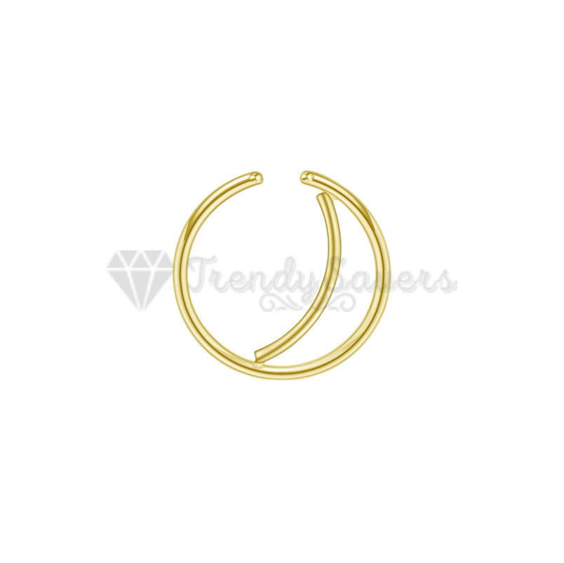 8MM Surgical Steel Septum Gold Nose Ring Double Open Stack Conch Daith Piercing