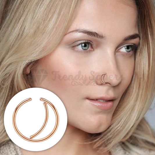 8MM Double Hoop Ear Lip Nose Ring Surgical Steel Piercing Rose Gold Earrings 1pc