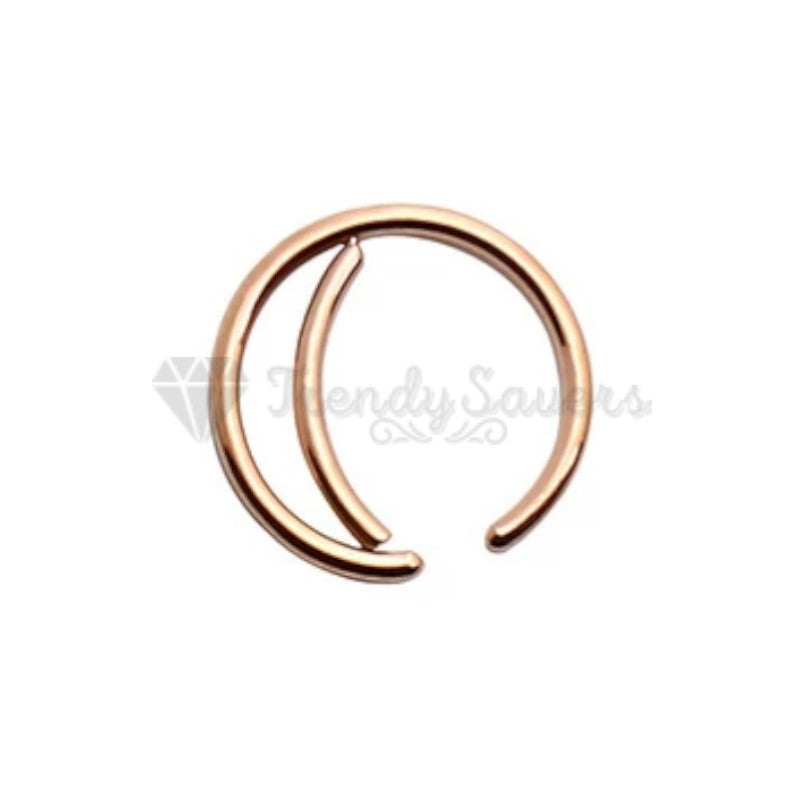 8MM Double Hoop Ear Lip Nose Ring Surgical Steel Piercing Rose Gold Earrings 1pc