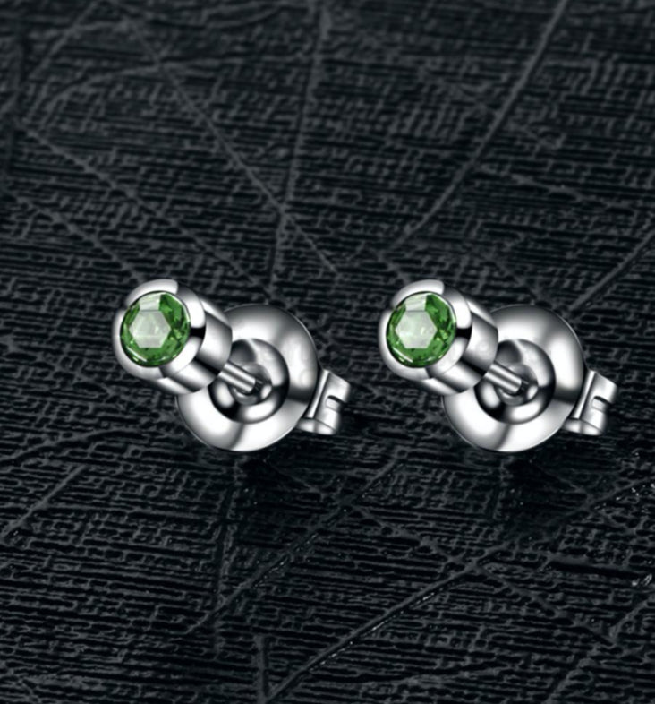 4MM Green Peridot Stone Cartilage Helix Stainless Steel Ear Stud Women Earrings