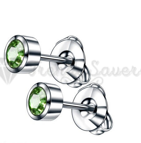 4MM Green Peridot Stone Cartilage Helix Stainless Steel Ear Stud Women Earrings