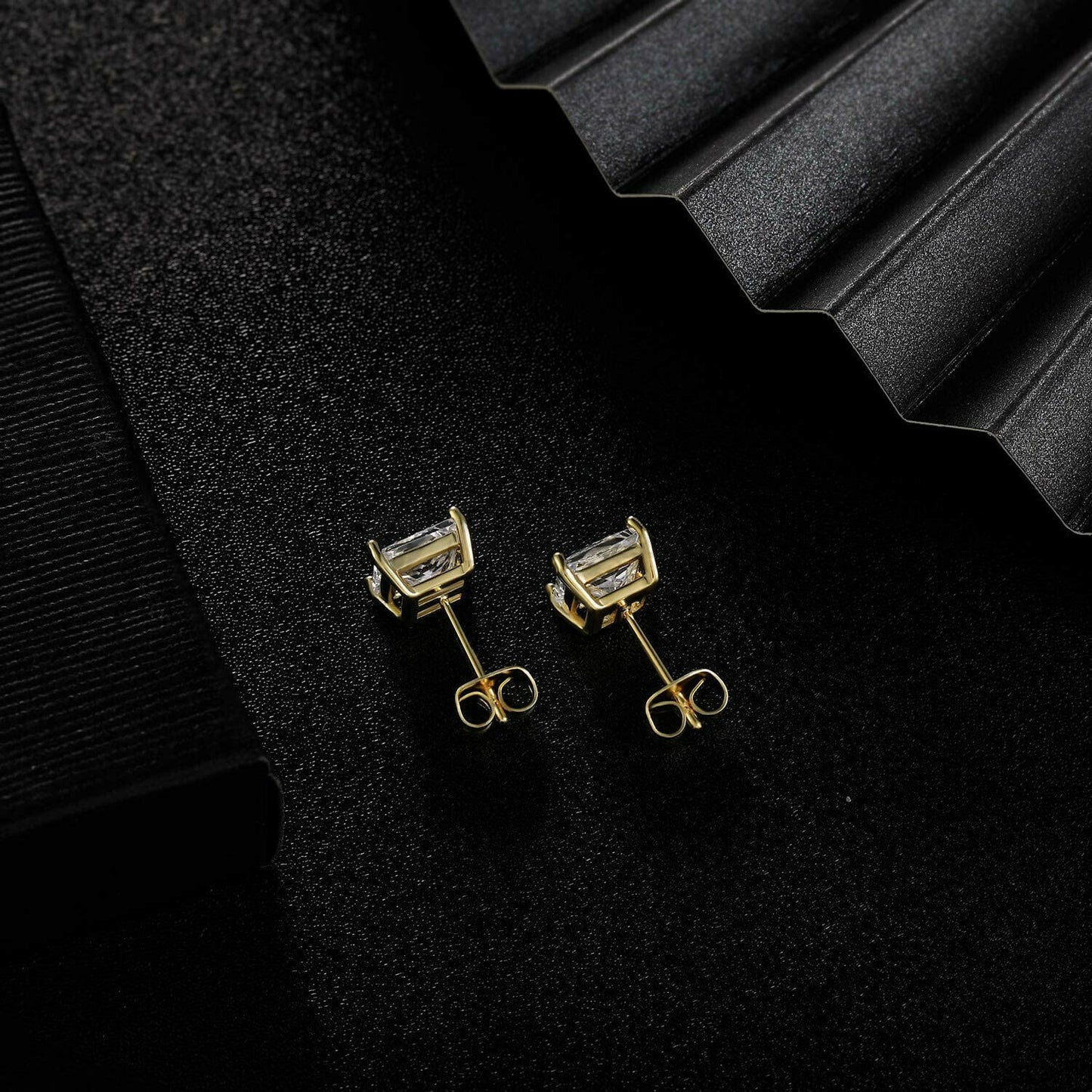 7MM Cubic Zirconia Stud Earrings Gold Plated Square Studs Ear Piercing Jewellery