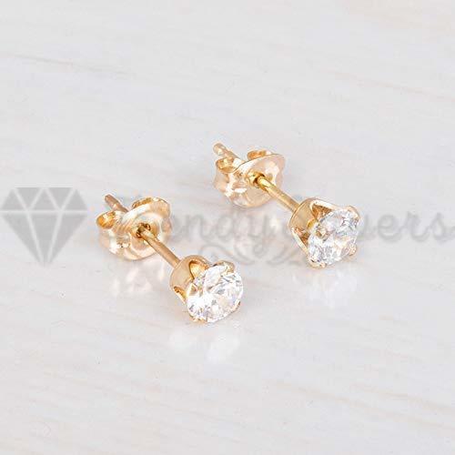 5MM Round Cut CZ Surgical Steel Stud Earrings Womens Jewellery Anniversary Gift
