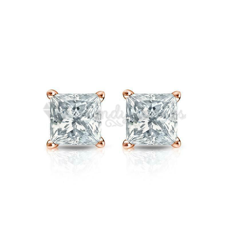 7MM Princess Cut Cubic Zirconia Square Stone Stud Earrings Womens Jewellery UK