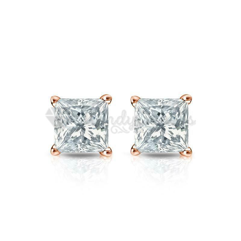Sparkly Rose Gold Plated 8MM Square Stud Earrings Jewellery Women Girls Gift UK