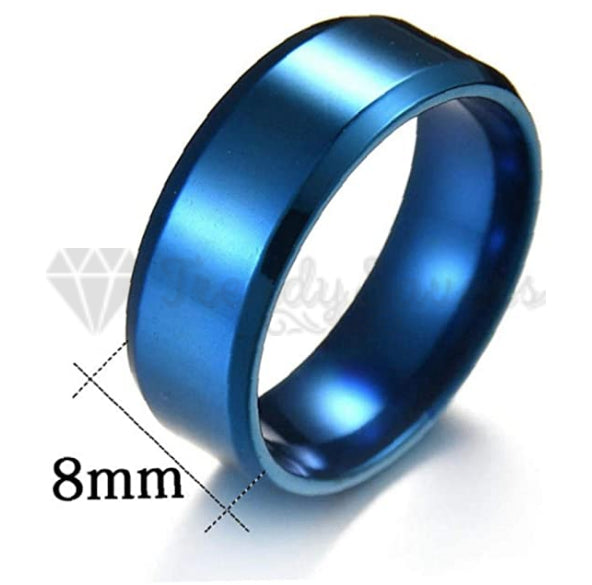 Titanium Steel Blue Polished Domed Wedding Engagement Ring Band Size 8 (18mm) Q