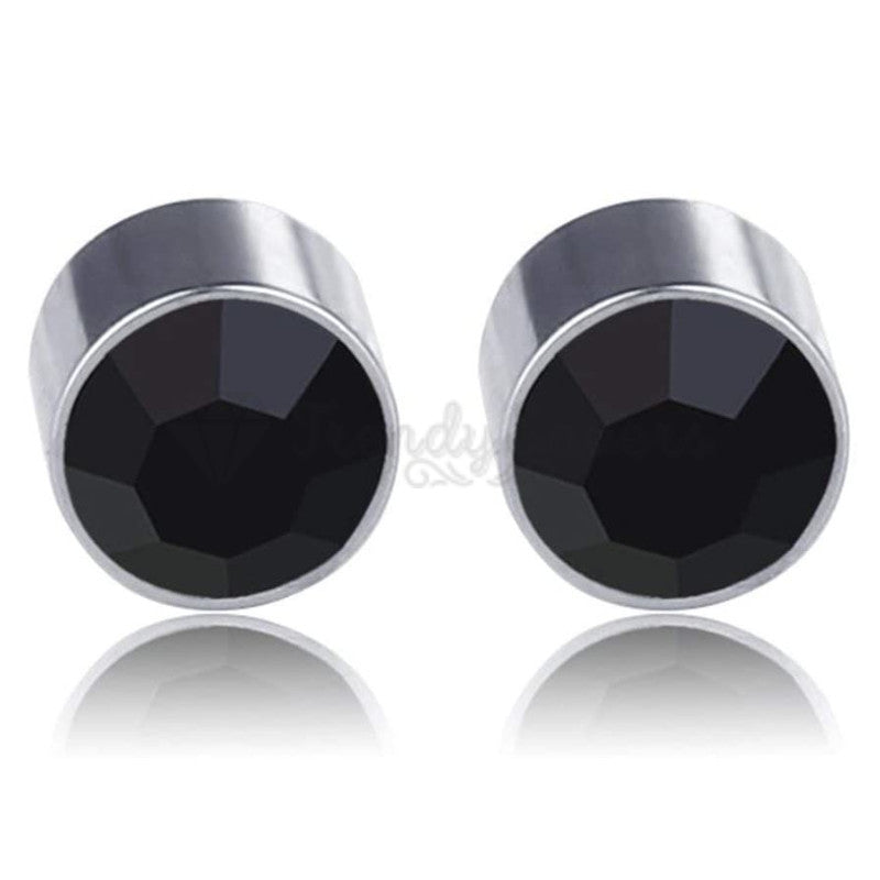 Stainless Steel 3MM Round Black Crystal Bezel Set Stud Earrings Piercing Jewelry
