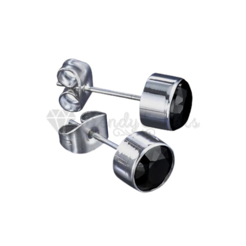 5MM Hypoallergenic Surgical Steel Bezel Set Ear Piercing Stud Earrings Jewellery