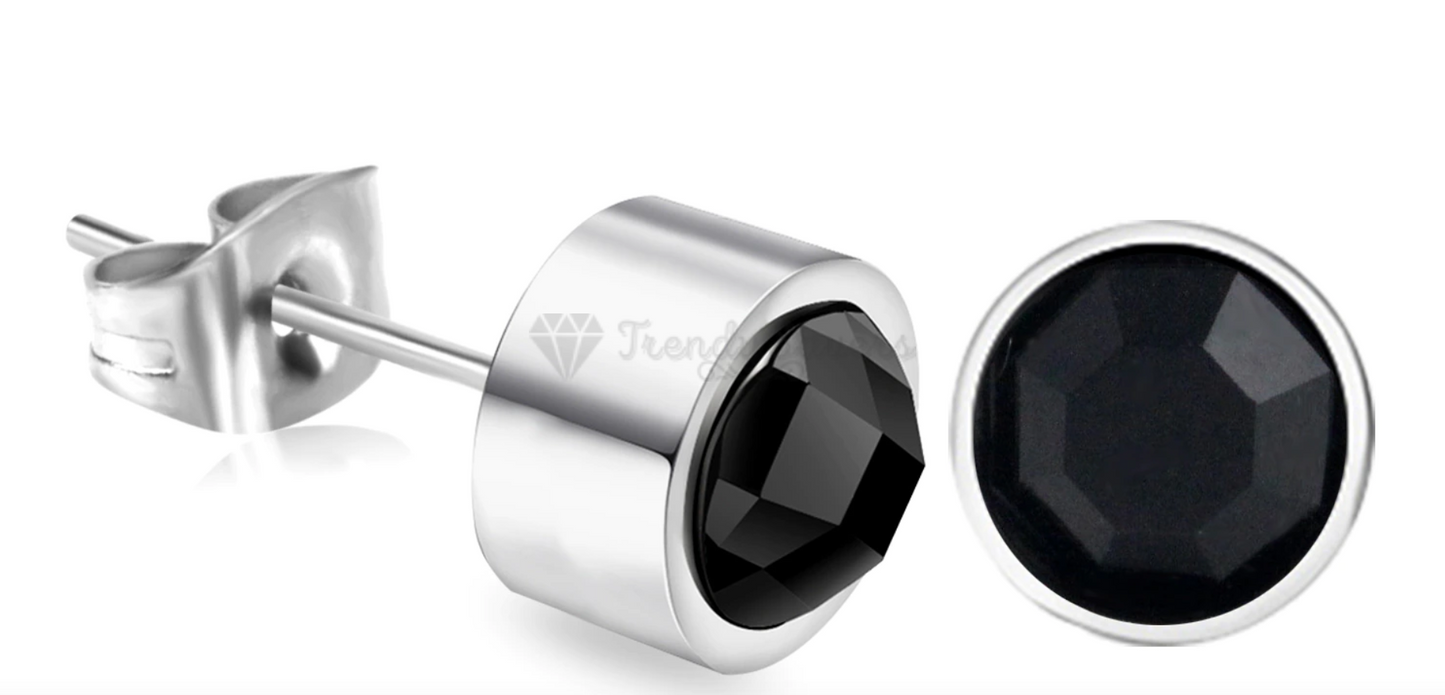 5MM Hypoallergenic Surgical Steel Bezel Set Ear Piercing Stud Earrings Jewellery