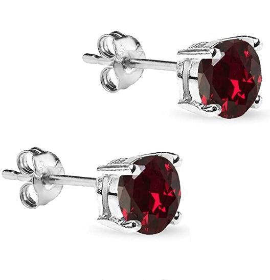 5mm 18K Gold Plated Round Red Dress Stud Earrings Made with Swarovski Crystals