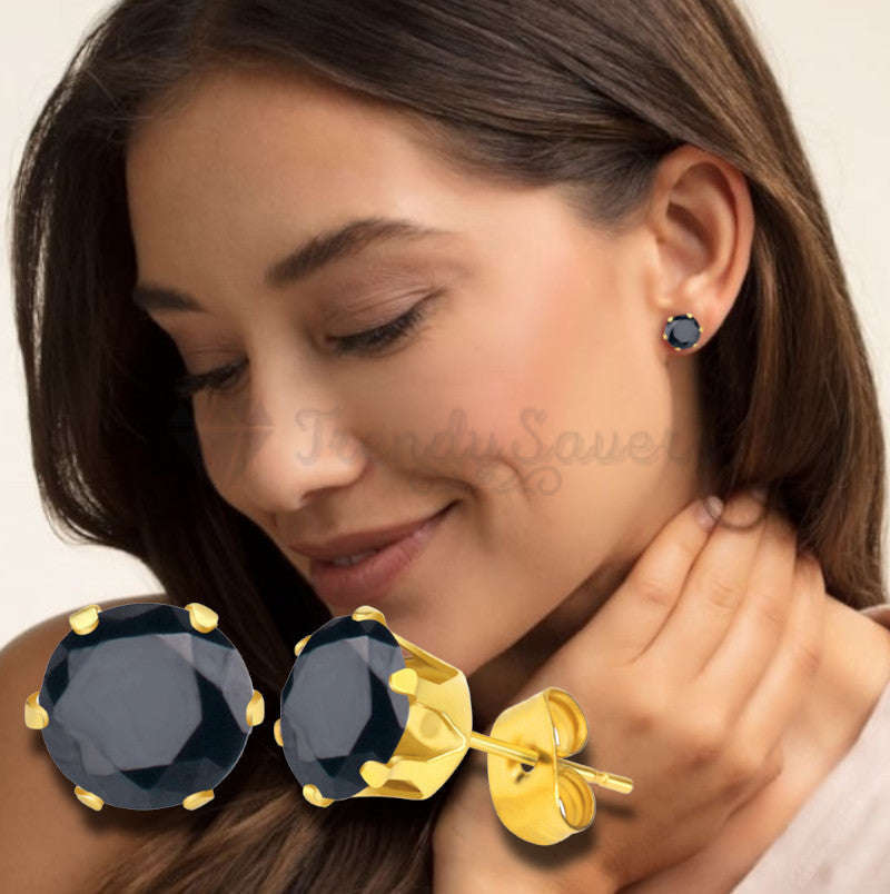 316L Surgical Steel Round 7MM Black Ear Stud Earrings Fashion Women UK Jewelry