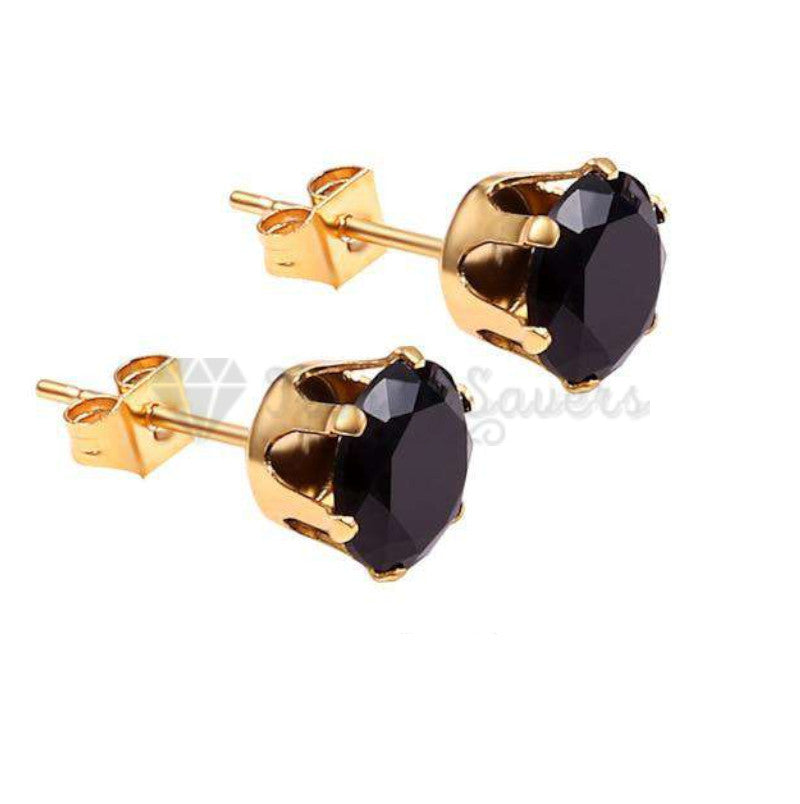 316L Surgical Steel Round 7MM Black Ear Stud Earrings Fashion Women UK Jewelry