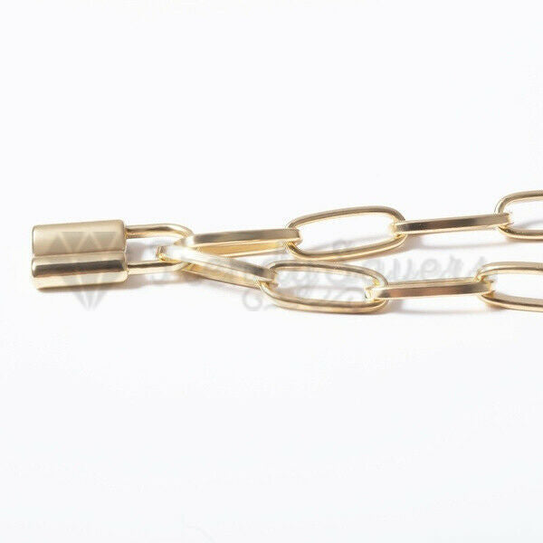 Padlock Charm Pendant Paperclip Link Chain Stainless Steel Gold Filled Necklace