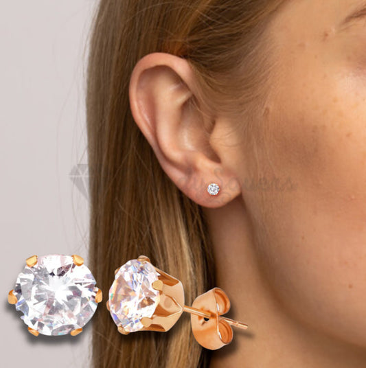 4MM Small Round Cut CZ Crystal Ear Stud Woman Earrings Timeless Elegance Jewelry