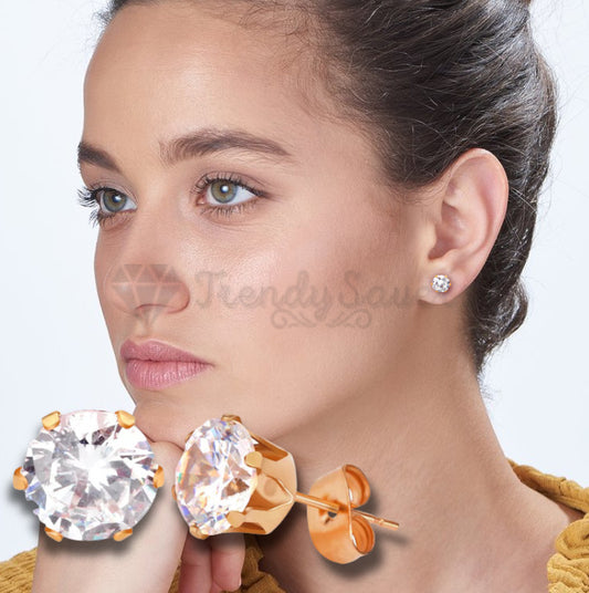 316L Surgical Steel 6MM Diamond Cut Rose Gold Plated Cartilage Ear Stud Earrings