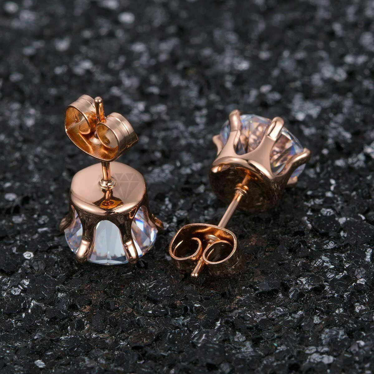 316L Surgical Steel 6MM Diamond Cut Rose Gold Plated Cartilage Ear Stud Earrings