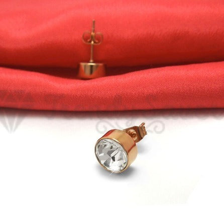Women's Dainty Clear Cubic Zirconia Rose Gold Stud Earrings Fashion Jewelry 7MM