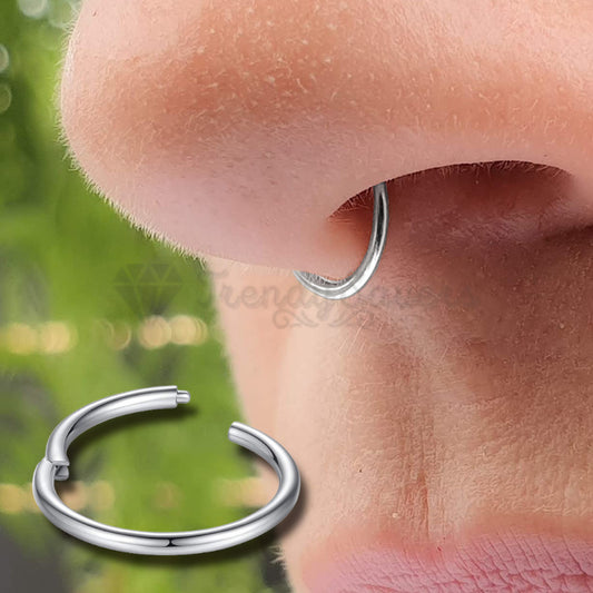 1pc Silver Hoop Ring Septum Clicker Nose Cartilage Helix Body Piercing 8MM Wide