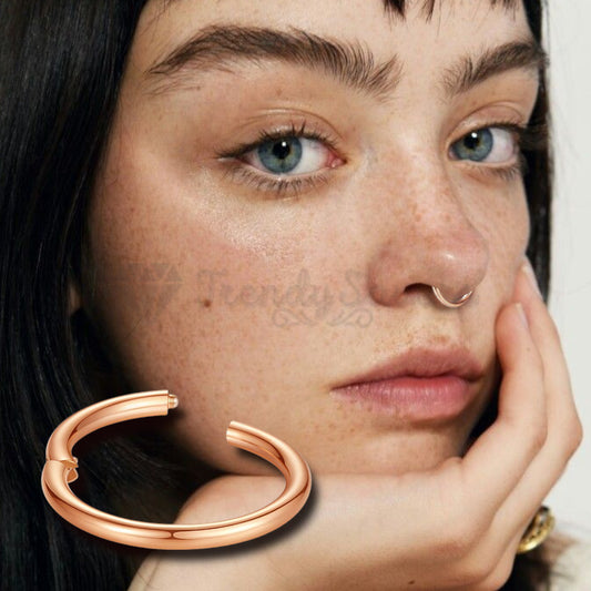 1x Stainless Steel Rose Gold Septum Ring 8MM Hinged Nose Cartilage Hoop Earrings