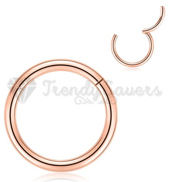 1x Rose Gold Hinged Clicker Segment Nose Ring Hoop Helix Cartilage Earrings 10MM