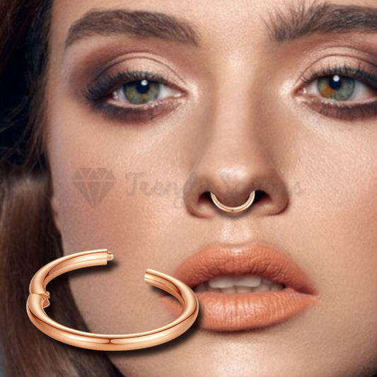 1x Rose Gold Hinged Clicker Segment Nose Ring Hoop Helix Cartilage Earrings 10MM