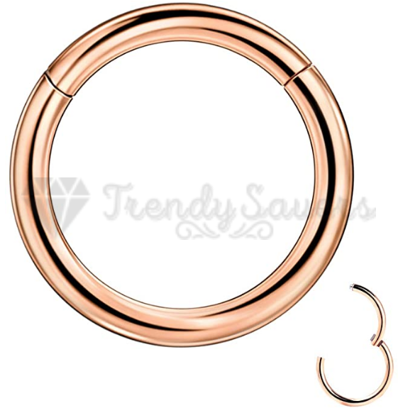 14MM Surgical Steel Rose Gold Septum Hinged Nose Ring Body Piercing Earrings 1pc