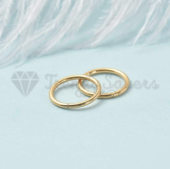10MM Wide Surgical Steel Solid Gold Hinged Segment Ring Nose Ear Piercing 1pc