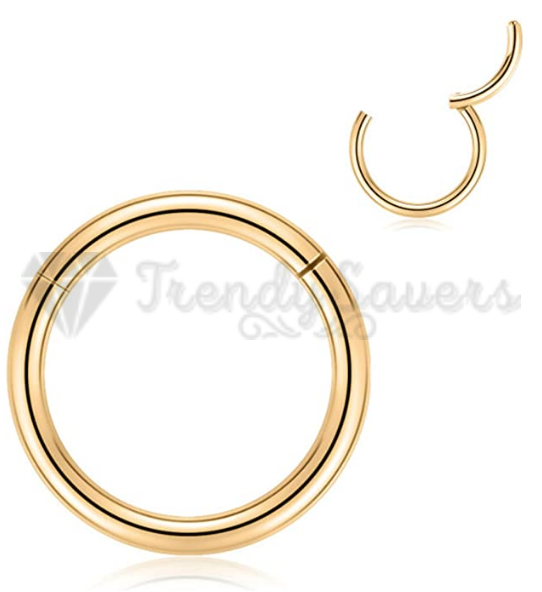 1x Cartilage Helix Tragus Nose Hoop Body Piercing Septum Ring Gold Jewelry 12MM