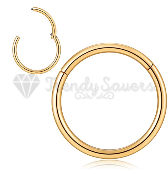 1x Cartilage Helix Tragus Nose Hoop Body Piercing Septum Ring Gold Jewelry 12MM