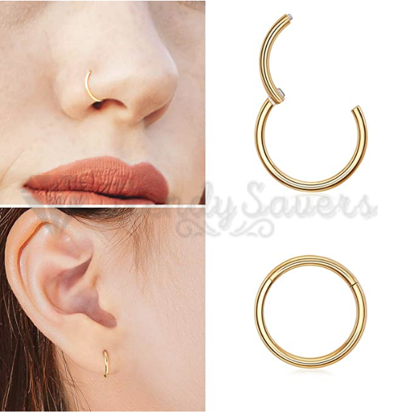 1x Cartilage Helix Tragus Nose Hoop Body Piercing Septum Ring Gold Jewelry 12MM