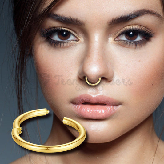 14MM Gold Plated Titanium Steel Nose Rings Clicker Piercing Earrings Jewelry 1pc