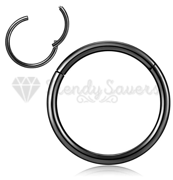 1x Black Titanium Steel Cartilage Hoop Nose Tiny Septum Ring Hinged Clicker 14MM