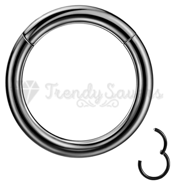 1x Black Titanium Steel Cartilage Hoop Nose Tiny Septum Ring Hinged Clicker 14MM