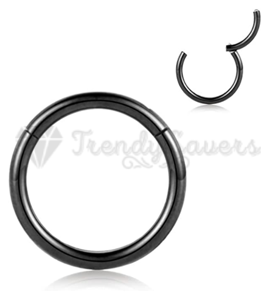 1x Black Titanium Steel Cartilage Hoop Nose Tiny Septum Ring Hinged Clicker 14MM