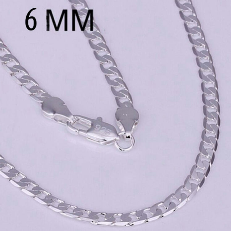 26inch Long Cuban Hypoallergenic Chain 925 Sterling Silver Plated Necklaces 6MM