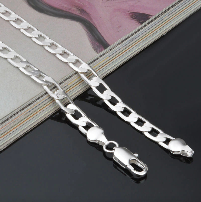 26inch Long Cuban Hypoallergenic Chain 925 Sterling Silver Plated Necklaces 6MM