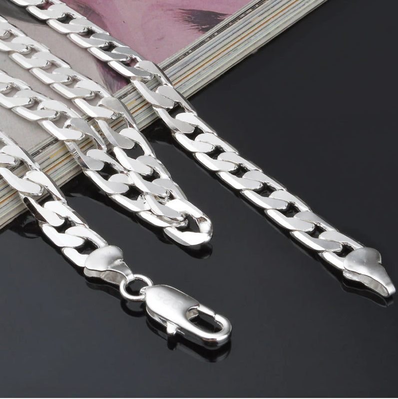 26inch Long Cuban Hypoallergenic Chain 925 Sterling Silver Plated Necklaces 6MM