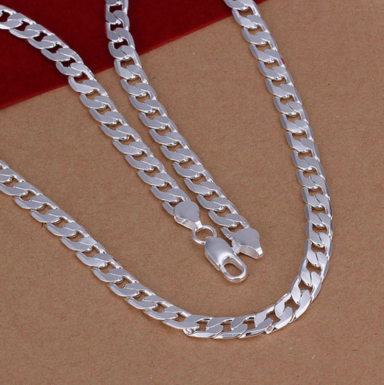 26inch Long Cuban Hypoallergenic Chain 925 Sterling Silver Plated Necklaces 6MM