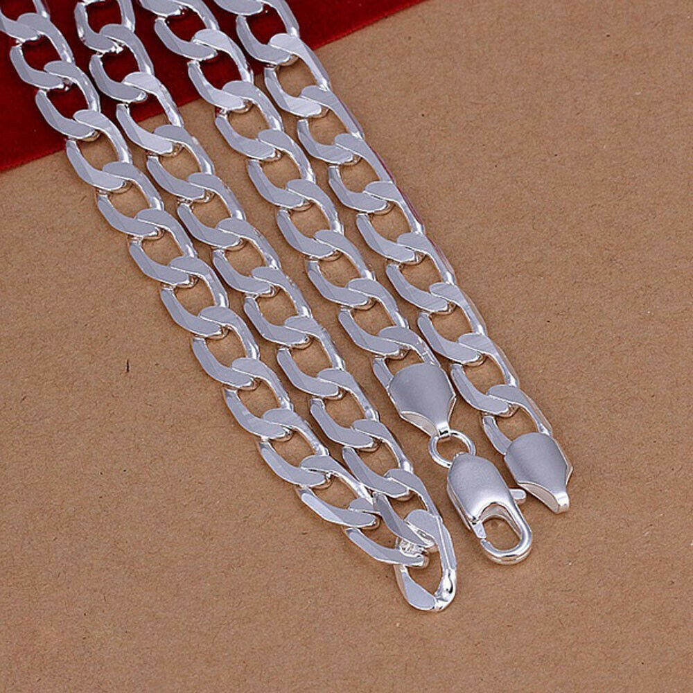 26inch Long Cuban Hypoallergenic Chain 925 Sterling Silver Plated Necklaces 6MM