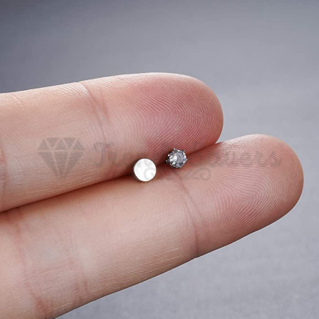 7MM Silver Clear Round Cubic Zirconia CZ Stud Earrings Fashion Women UK Jewelry