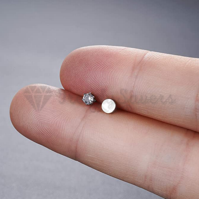 7MM Silver Clear Round Cubic Zirconia CZ Stud Earrings Fashion Women UK Jewelry