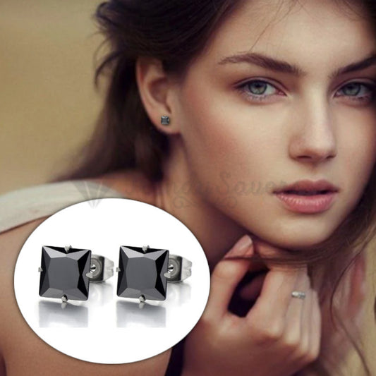 5MM Hypoallergenic 925 Sterling Silver Cubic Zircon Square Stud Earrings Jewelry