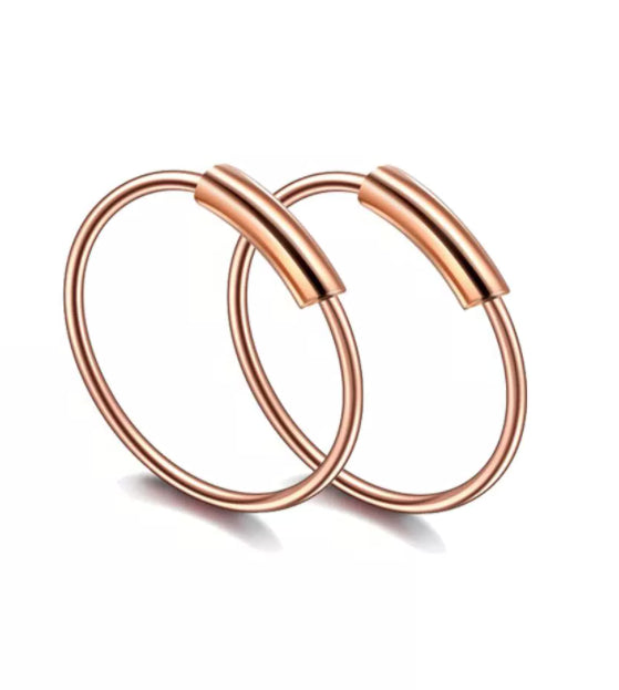 2X S925 Sterling Silver Lip Nose Rose Gold Cartilage Belly Ear Hoop Rings 10MM