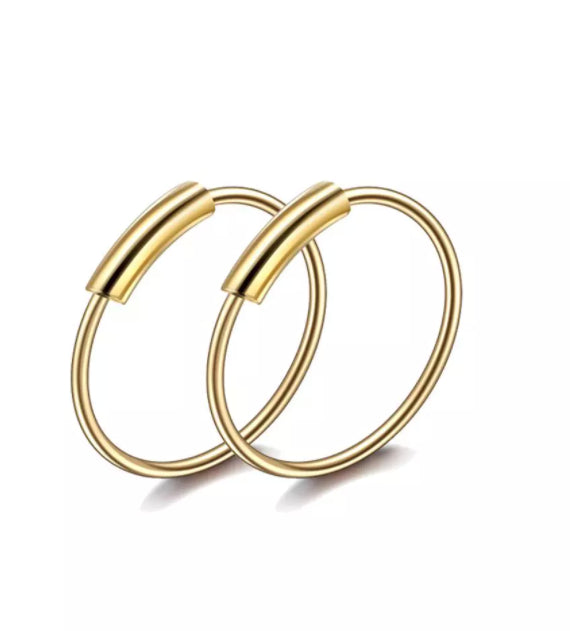 2X Sterling Silver Labret Hinged Hoop Tiny Gold Cartilage Lip Ear Nose Ring 10MM