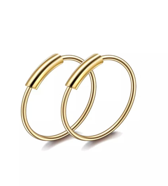 2X Sterling Silver Labret Hinged Hoop Tiny Gold Cartilage Lip Ear Nose Ring 10MM