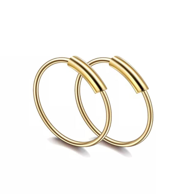 2X Sterling Silver Labret Hinged Hoop Tiny Gold Cartilage Lip Ear Nose Ring 10MM