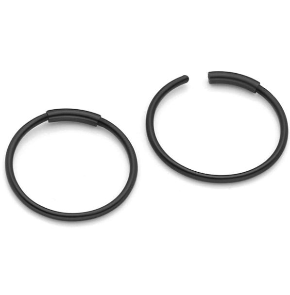 2X Sterling Silver Tragus Hinged Hoop Black Cartilage Lip Ear Nose Rings 10MM